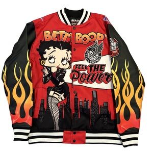 Reason Clothing x Betty Boop "Feel The Power" Moto Varsity Jacket - Women’s